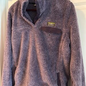 L.L. Bean Women's Blue Hi-Pile Fleece Quarter-zip Sherpa Pullover Size Large